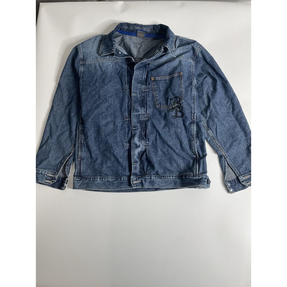 BadBoy Blue Denim Jacket Vintage Hip Hop BB Button Up - Size L